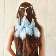 Boho Feather Tassel Headband Seaside Vacation Hair Accessory