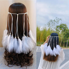 Boho Feather Tassel Headband Seaside Vacation Hair Accessory