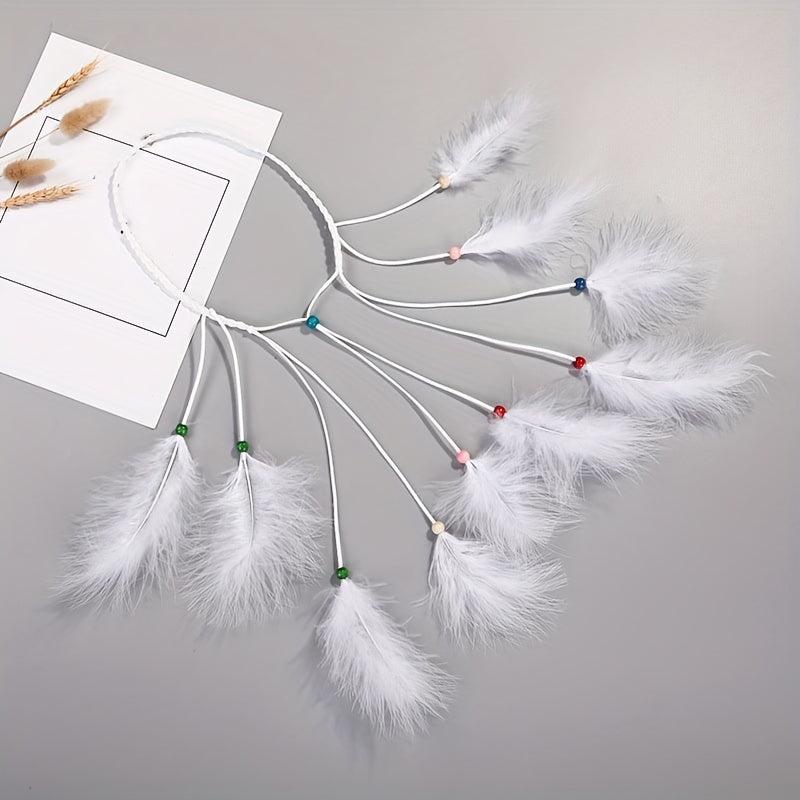 Boho Feather Tassel Headband Seaside Vacation Hair Accessory