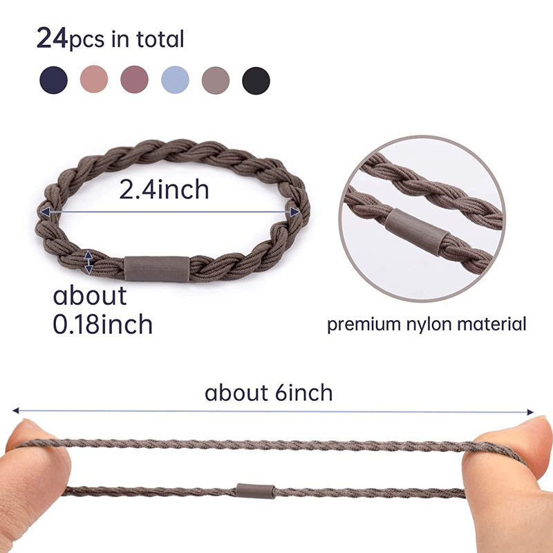 24PCS High Elasticity Hair Rope Bracelet Hair Tie