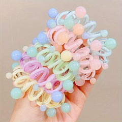 Rainbow Spiral Hair Tie Elastic Hair Ring Gradient Ponytail Holder