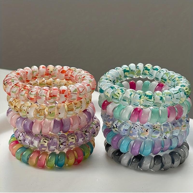 Rainbow Spiral Hair Tie Elastic Hair Ring Gradient Ponytail Holder