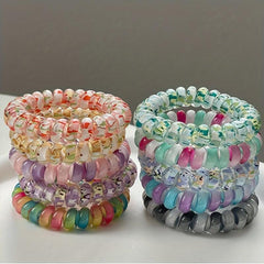 Rainbow Spiral Hair Tie Elastic Hair Ring Gradient Ponytail Holder
