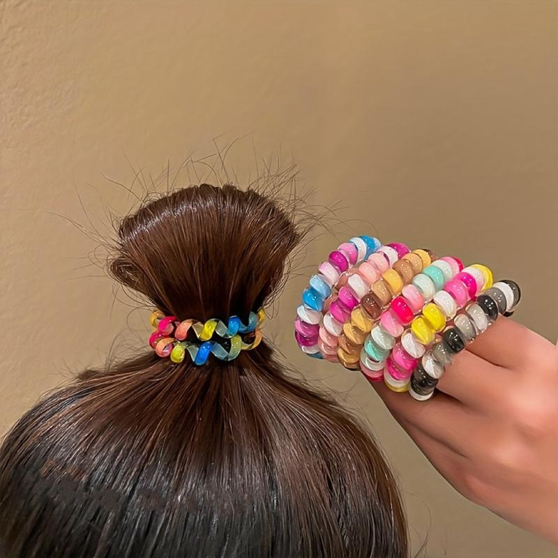 Rainbow Spiral Hair Tie Elastic Hair Ring Gradient Ponytail Holder
