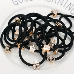 20pcs Golden Bead Hair Loop Elastic Rubber Band Hair Accessories