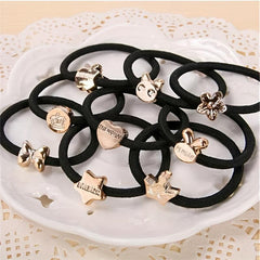 20pcs Golden Bead Hair Loop Elastic Rubber Band Hair Accessories