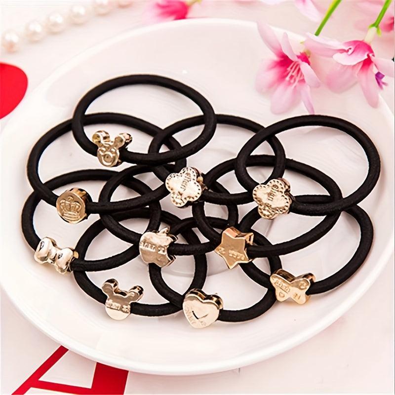 20pcs Golden Bead Hair Loop Elastic Rubber Band Hair Accessories
