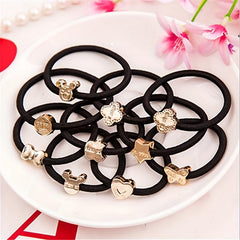 20pcs Golden Bead Hair Loop Elastic Rubber Band Hair Accessories