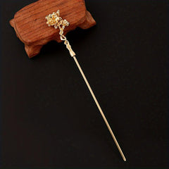 Camellia Flower Hair Pin Retro Hair Stick Metal Hair Bun Maker