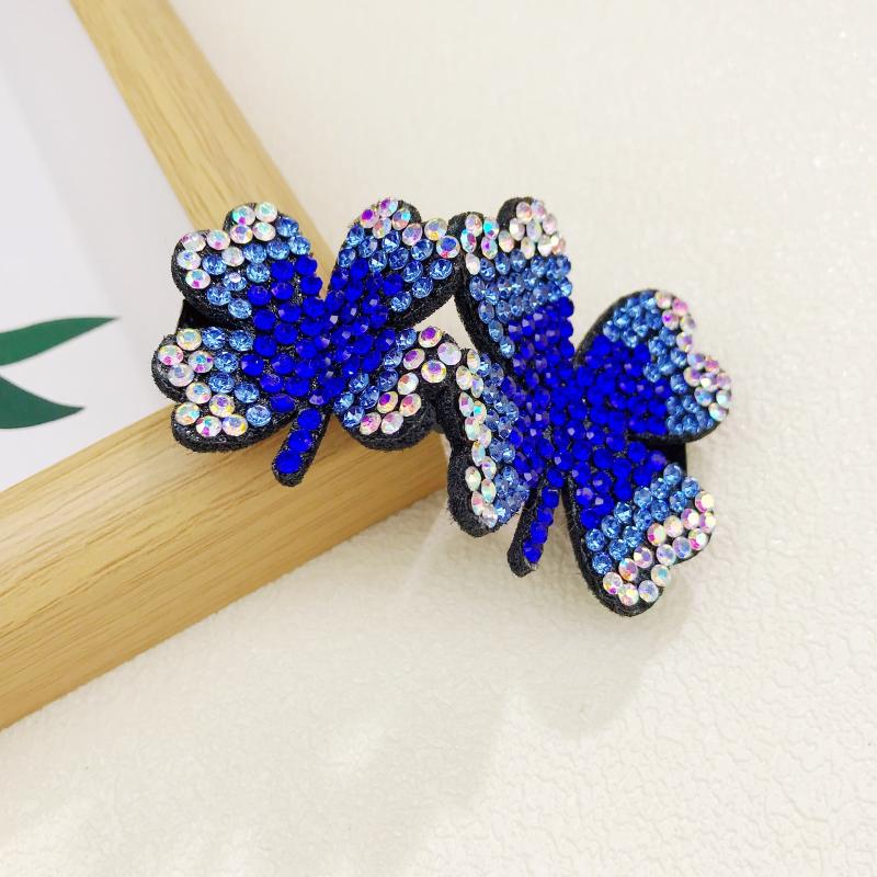 Sparkling Four Leaf Clover Hair Clip Vintage Style Glitter Duck Billed Clip