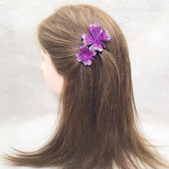 Sparkling Four Leaf Clover Hair Clip Vintage Style Glitter Duck Billed Clip