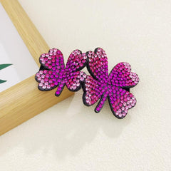 Sparkling Four Leaf Clover Hair Clip Vintage Style Glitter Duck Billed Clip