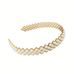 Faux Pearl Wavy Headband Metal Headdress Hair Band Hair Accessories
