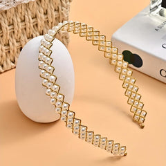 Faux Pearl Wavy Headband Metal Headdress Hair Band Hair Accessories