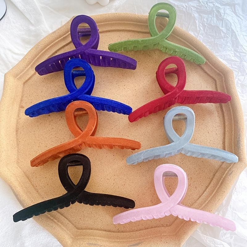 Plush Velvet Hair Claw Ponytail Holder Solid Shark Claw Hair Accessories