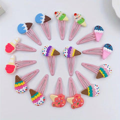 Y2K Cartoon Ice Cream Hair Clips Snap Clip PVC Hair Slides Clip