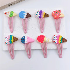 Y2K Cartoon Ice Cream Hair Clips Snap Clip PVC Hair Slides Clip