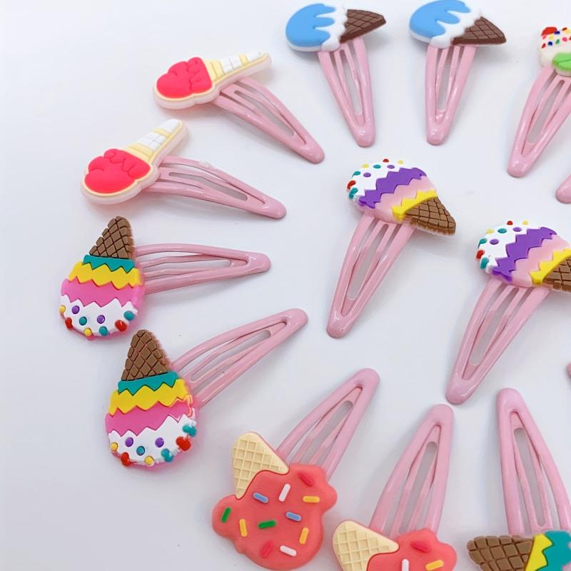 Y2K Cartoon Ice Cream Hair Clips Snap Clip PVC Hair Slides Clip