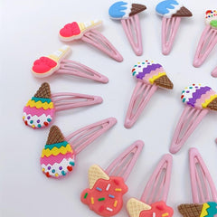 Y2K Cartoon Ice Cream Hair Clips Snap Clip PVC Hair Slides Clip