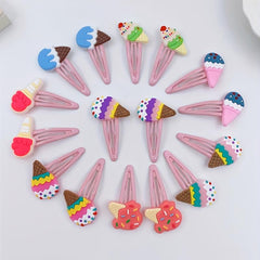 Y2K Cartoon Ice Cream Hair Clips Snap Clip PVC Hair Slides Clip