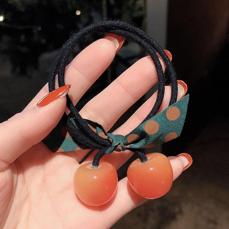 Cherry Decor Hair Rope Elastic Hair Tie Ponytail Rubber Band