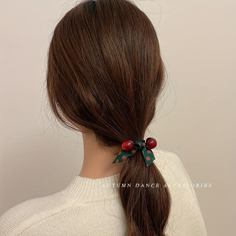 Cherry Decor Hair Rope Elastic Hair Tie Ponytail Rubber Band