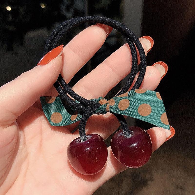 Cherry Decor Hair Rope Elastic Hair Tie Ponytail Rubber Band