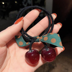 Cherry Decor Hair Rope Elastic Hair Tie Ponytail Rubber Band