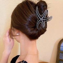 Starfish Claw Clip Pearl Rhinestone Metal Hair Claw