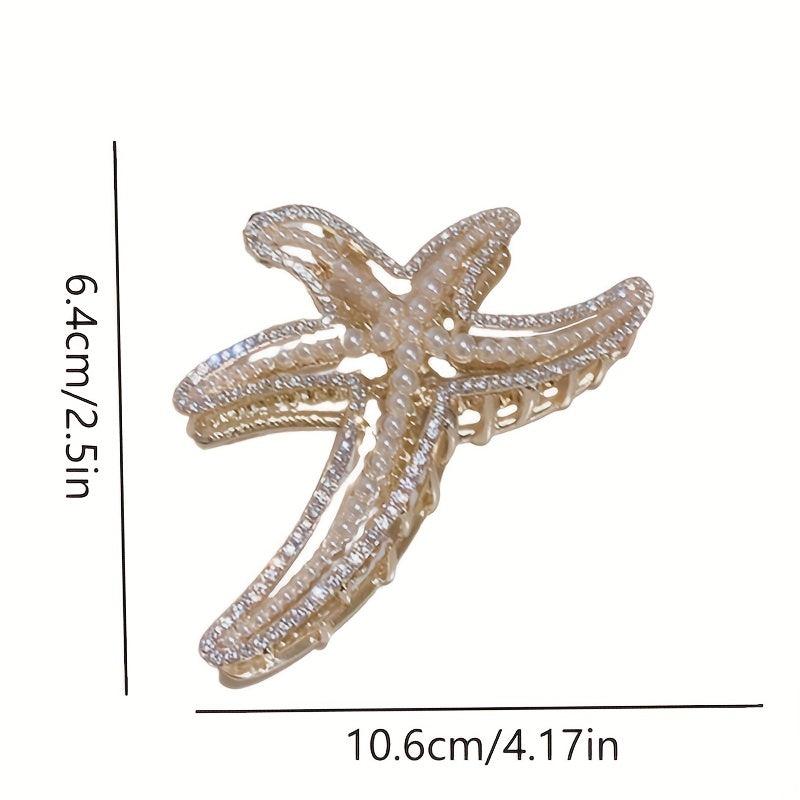 Starfish Claw Clip Pearl Rhinestone Metal Hair Claw