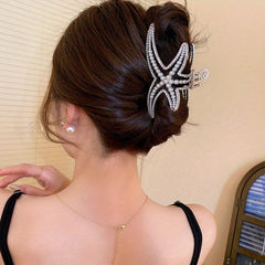 Starfish Claw Clip Pearl Rhinestone Metal Hair Claw