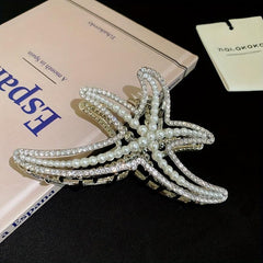 Starfish Claw Clip Pearl Rhinestone Metal Hair Claw