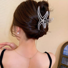 Starfish Claw Clip Pearl Rhinestone Metal Hair Claw
