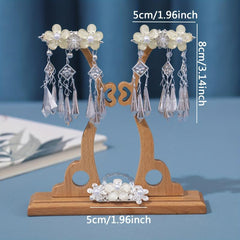 Ancient Style Headdress Silvery Hair Clip Set with Tassel