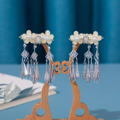 Ancient Style Headdress Silvery Hair Clip Set with Tassel