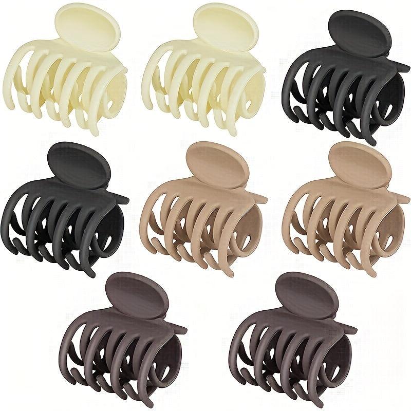 8pcs Solid Hair Claw Matte Banana Clip Non Slip Headwear