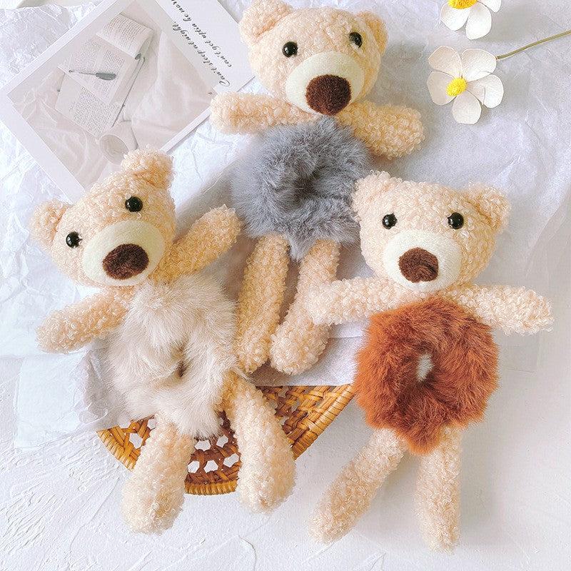 Rabbit Bear Hug Bear Head Rope Female Tie Hair Plush Hair Ring