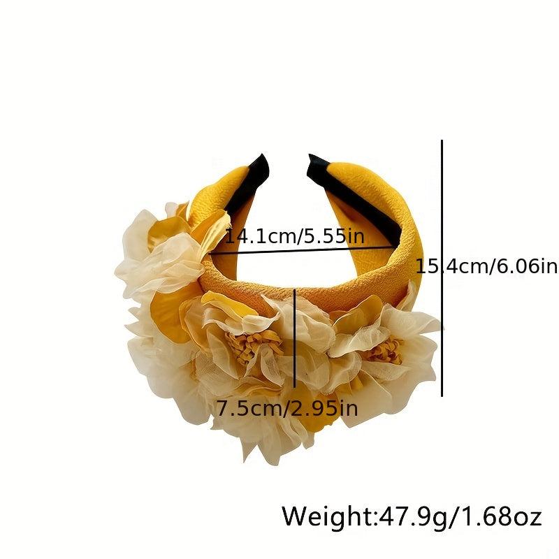 Boho Wide Headband For Women Girls Simulation Flower Head Hoop
