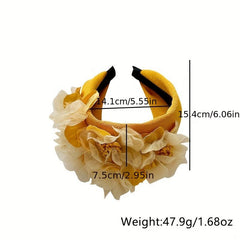 Boho Wide Headband For Women Girls Simulation Flower Head Hoop