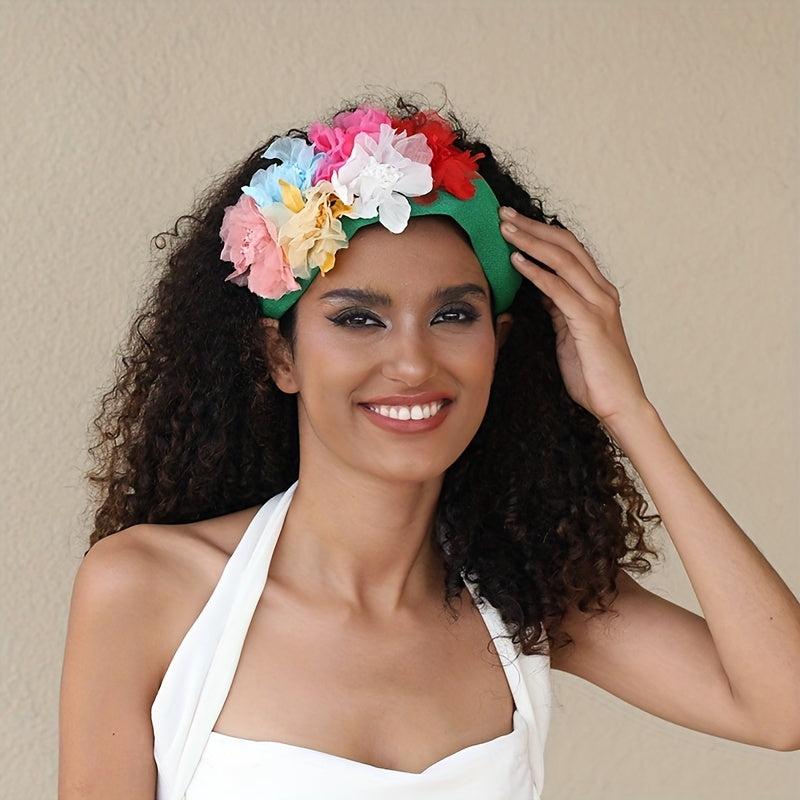 Boho Wide Headband For Women Girls Simulation Flower Head Hoop