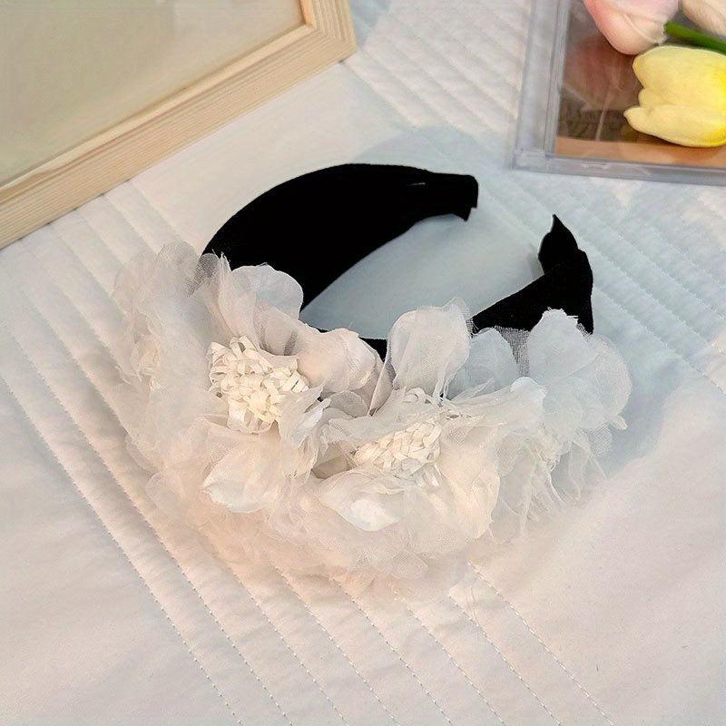 Boho Wide Headband For Women Girls Simulation Flower Head Hoop