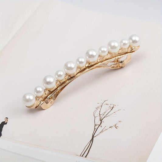 Faux Pearl Hair Clip Ponytail Headwear Sweet French Barrette Hair Accessories