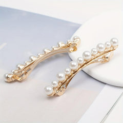 Faux Pearl Hair Clip Ponytail Headwear Sweet French Barrette Hair Accessories
