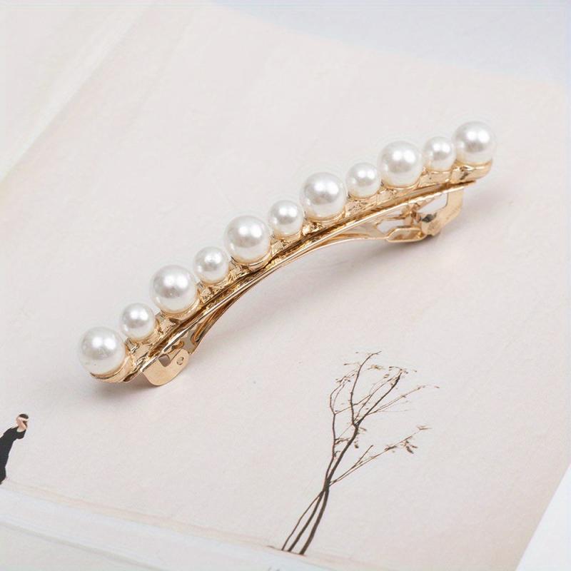 Faux Pearl Hair Clip Ponytail Headwear Sweet French Barrette Hair Accessories