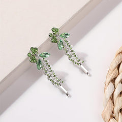 Green Rhinestone Hairpin Flower Hair Pin For Women Girls