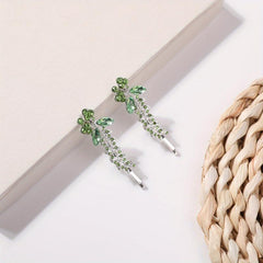 Green Rhinestone Hairpin Flower Hair Pin For Women Girls