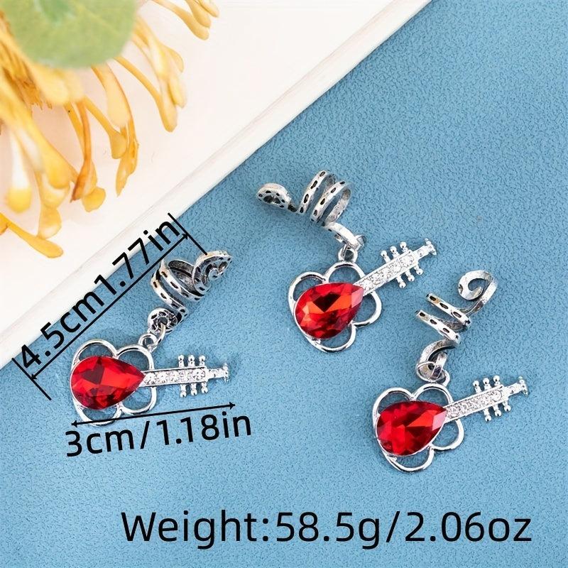10pcs Guitar Braid Hair Beads Crystal Dreadlock Hair Ring Metal Hair Clip