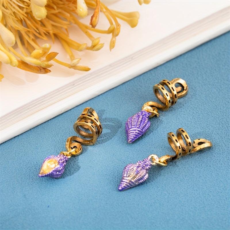10pcs Enamel Conch Braid Hair Beads Dreadlock Hair Ring Oceans Series Hair