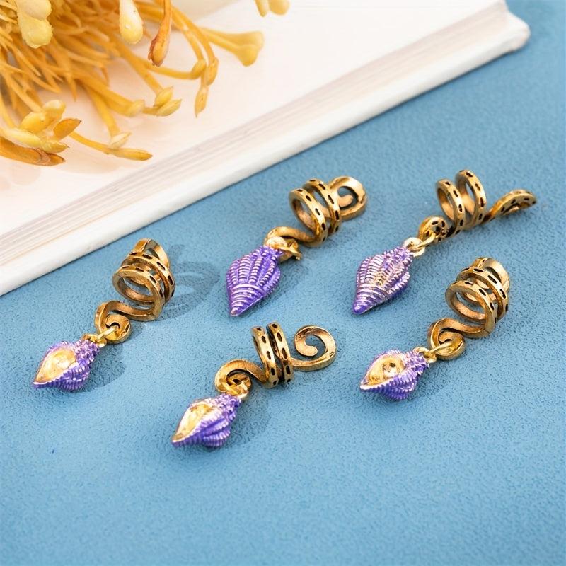 10pcs Enamel Conch Braid Hair Beads Dreadlock Hair Ring Oceans Series Hair