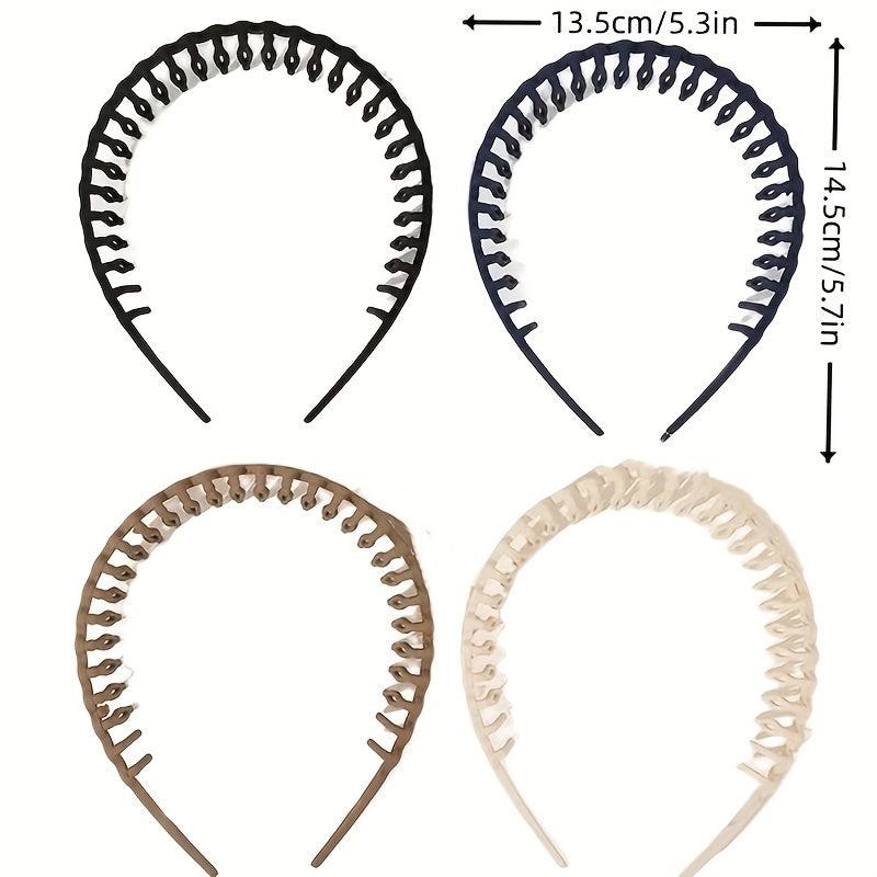 4pcs Tooth Headband Wavy Head Hoop Solid Headdress Hair Accessories For Women